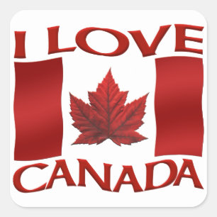 Kanada Souvenir Stickers Red Maple Löv Stickers Fyrkantigt Klistermärke