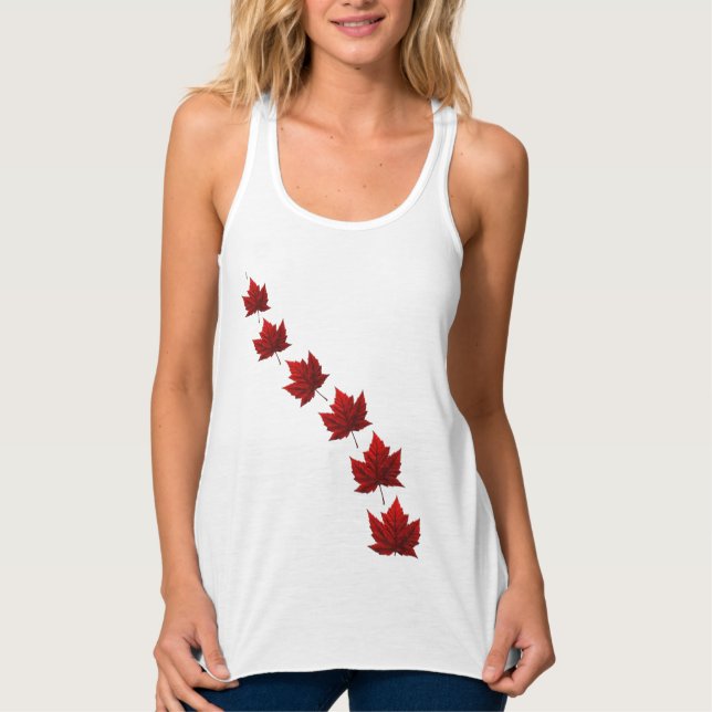 Kanada Souvenir Tanktop Kanada Maple Löv Toppar Linne Med Racerback (Framsida)