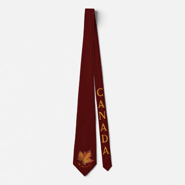 Kanada Souvenir Tie Roligt Guld Kanada Maple Löv T Slips (Framsida)