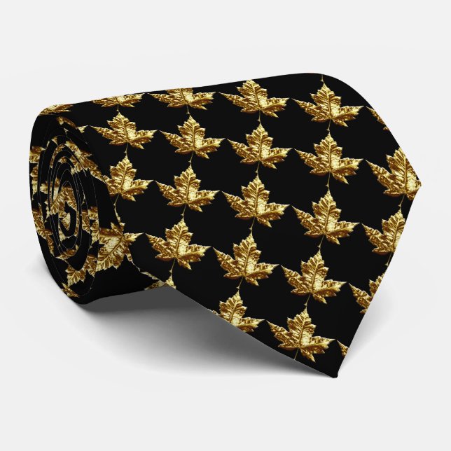 Kanada Souvenir Tie Roligt Guld Kanada Maple Löv T Slips (Rullad)