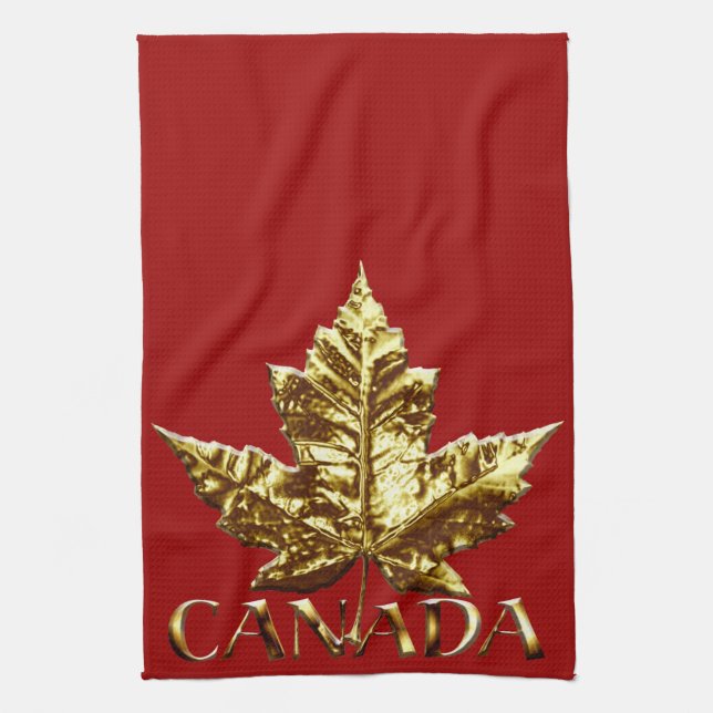Kanada Souvenir Towel Guld Canada Tea Towel Kökshandduk (Vertikal)