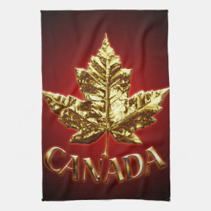 Kanada Souvenir Towel Guld Canada Tea Towel Kökshandduk