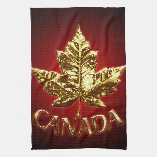 Kanada Souvenir Towel Guld Canada Tea Towel Kökshandduk (Vertikal)