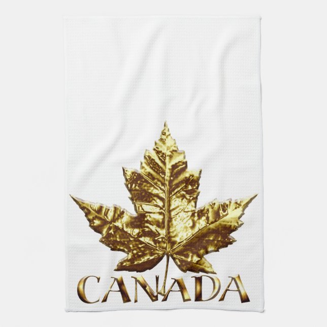 Kanada Souvenir Towel Guld Canada Tea Towel Kökshandduk (Vertikal)