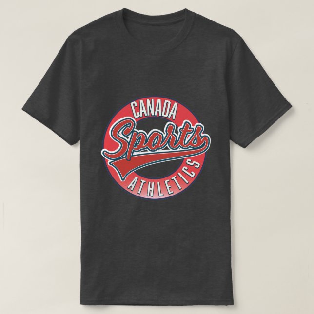 Kanada Sport Athletisk röd logotyp T Shirt (Design framsida)