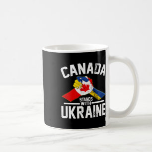 Kanada Står Med Ukraina Ukrainsk Kanadensisk Flagg Kaffemugg