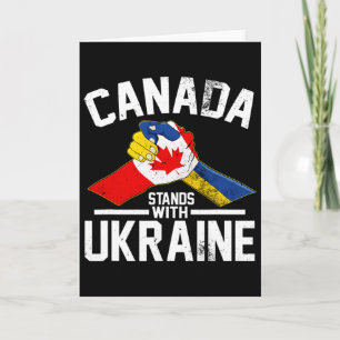 Kanada Står Med Ukraina Ukrainsk Kanadensisk Flagg Kort