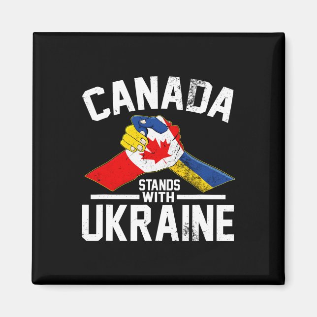 Kanada Står Med Ukraina Ukrainsk Kanadensisk Flagg Magnet (Framsidan)