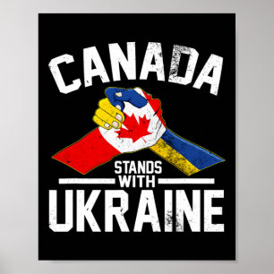Kanada Står Med Ukraina Ukrainsk Kanadensisk Flagg Poster