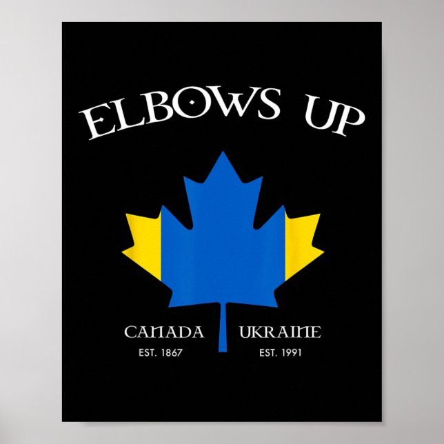 Kanada Stöder Ukraina Rullar Ut Blå Gul Lönn Poster (Framsidan)