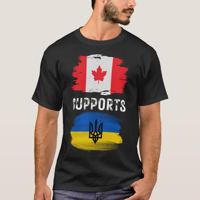 Kanada stöder Ukraina, stöder Ukraina T Shirt (Framsida)
