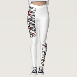 Kanada Strong Red & White Canada Flagga Maple Löv Leggings