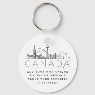 Kanada Stylized Skyline Anpassningsbar Slogan Keyc Nyckelring