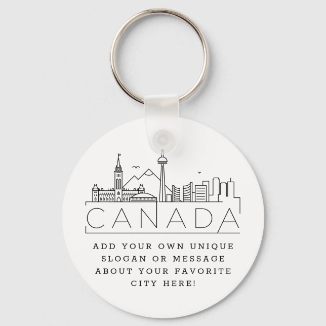 Kanada Stylized Skyline Anpassningsbar Slogan Keyc Nyckelring (Framsida)
