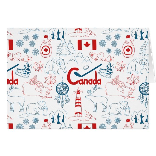 Kanada | symbolmönster hälsningskort (Framsidan Horizontal)