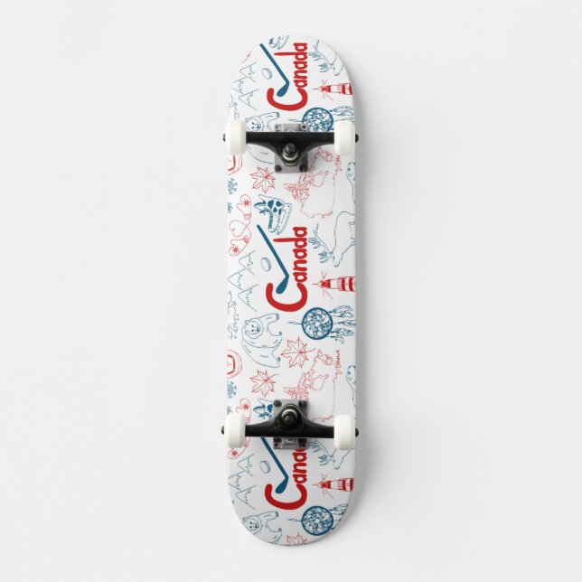 Kanada | symbolmönster old school skateboard bräda 18 cm (Framsida)