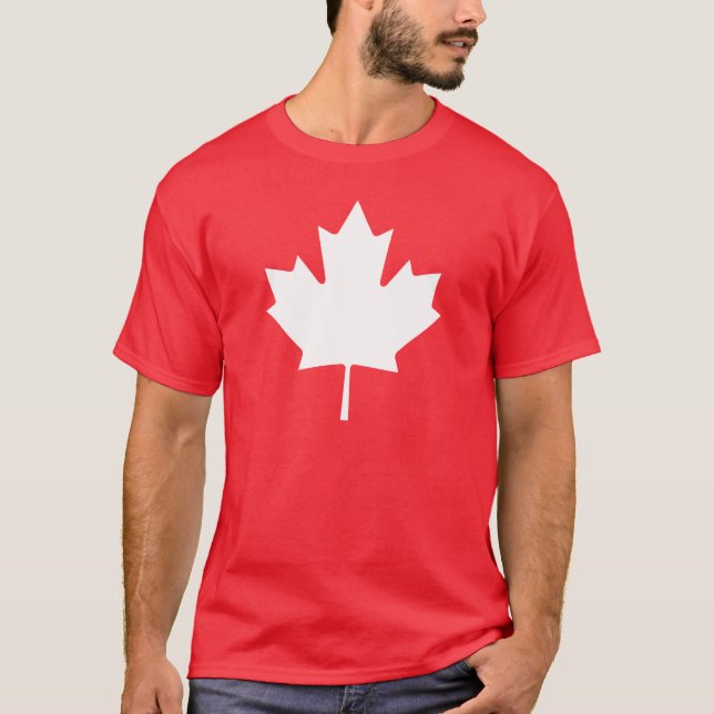 Kanada T Shirt | Canadian Flagga White Maple Löv (Framsida)