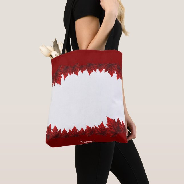 Kanada Tote bags Anpassningsbar Canada Maple Löv B Tygkasse (Närbild)