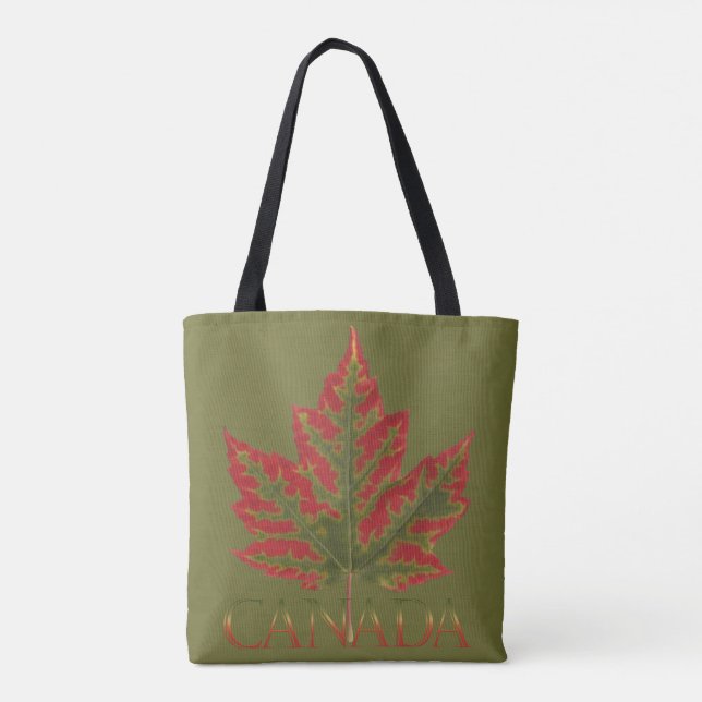 Kanada Tote bags Grönt Canada Maple Löv Bags Tygkasse (Baksida)