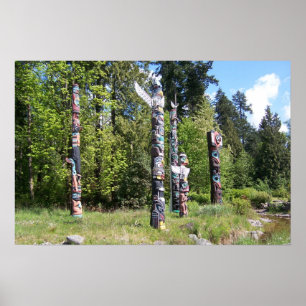 KANADA Totem Poles, Vancouver, BC Poster