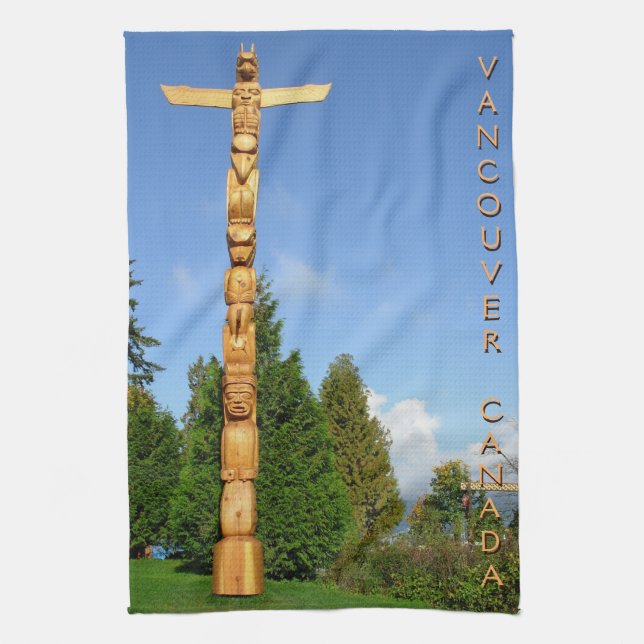 Kanada Towel Native Totem Pole Vancouver Tea Towel Kökshandduk (Vertikal)