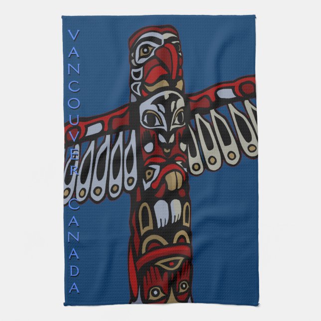 Kanada Towel Native Totem Pole Vancouver Tea Towel Kökshandduk (Vertikal)