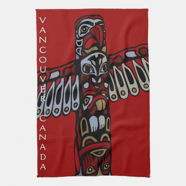 Kanada Towel Native Totem Pole Vancouver Tea Towel Kökshandduk (Vertikal)