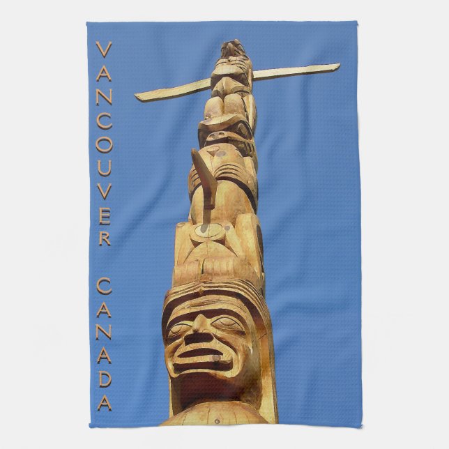 Kanada Towel Native Totem Pole Vancouver Tea Towel Kökshandduk (Vertikal)