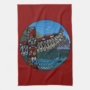 Kanada Towel Native Totem Pole Vancouver Tea Towel Kökshandduk