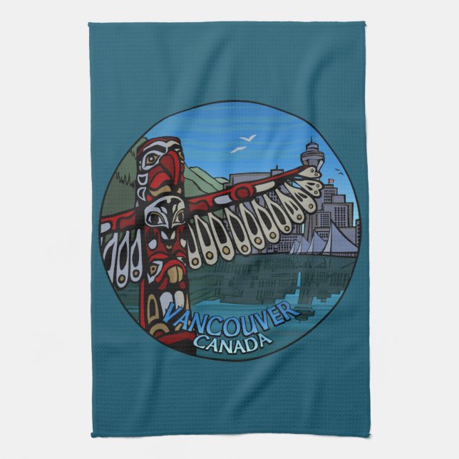 Kanada Towel Native Totem Pole Vancouver Tea Towel Kökshandduk (Vertikal)
