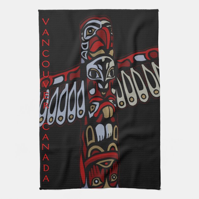 Kanada Towel Native Totem Pole Vancouver Tea Towel Kökshandduk (Vertikal)