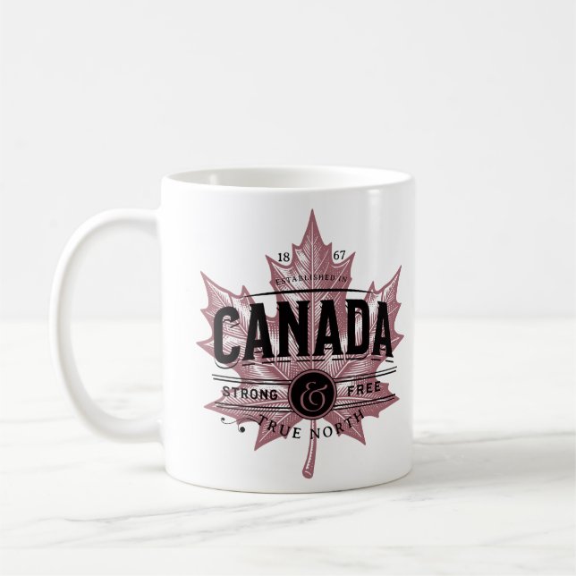 Kanada True North Strong och Free Maple Löv Kaffemugg (Vänster)