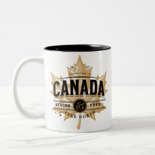 Kanada True North Strong och Free Maple Löv Två-Tonad Mugg