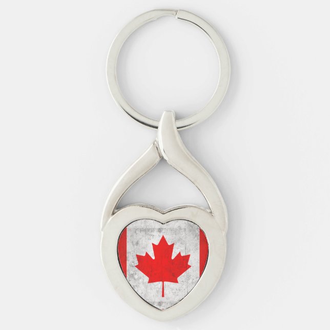 Kanada Twisted Heart Silverfärgad Nyckelring (Framsidan)