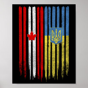 Kanada Ukraina Kanadensisk Ukrainsk Flagga  Poster