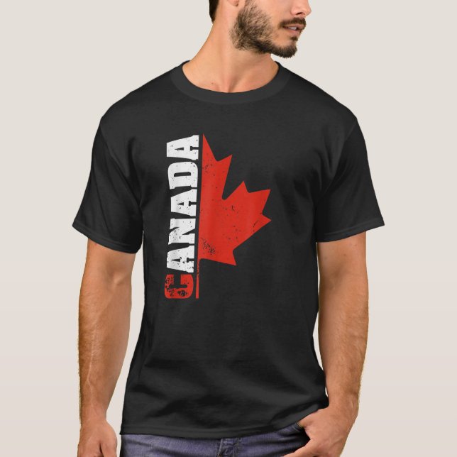 Kanada USA Amerika Hockey Canadian Maple Löv T Shirt (Framsida)