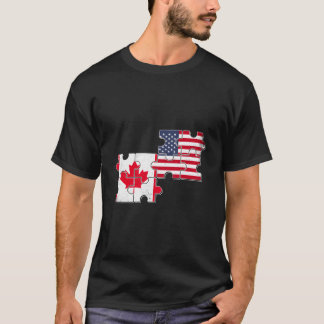 Kanada, USA flagga, Amerikanskt T Shirt