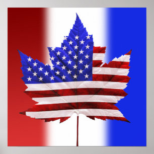 Kanada USA Stickers American Canadian Flagga Stick Poster