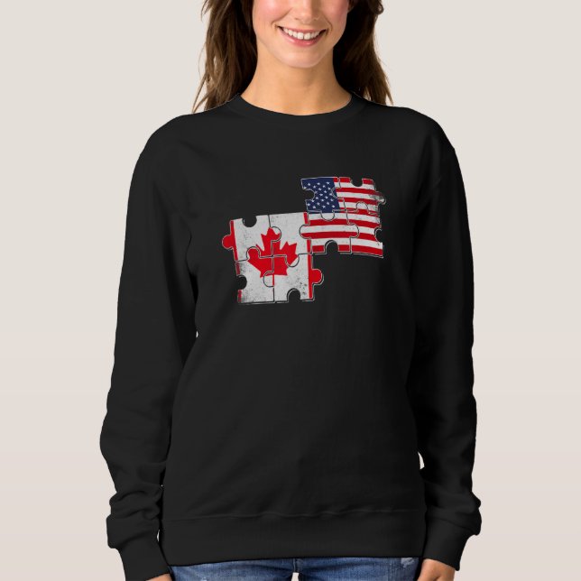 Kanada USA Usa Kärlek Roots Canadian American Flag T Shirt (Framsida)