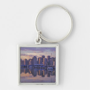 Kanada, Vancouver, British Columbia. Vancouver Fyrkantig Silverfärgad Nyckelring