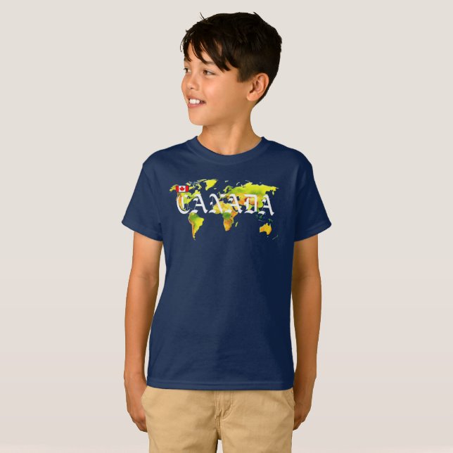 KANADA VÄRLDSKARTA T SHIRT (Hel framsida)