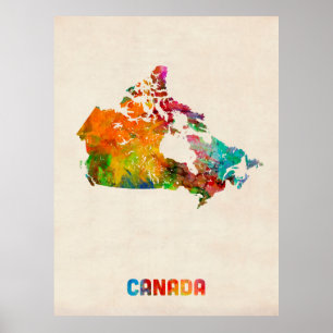 Kanada Watercolor Karta Poster