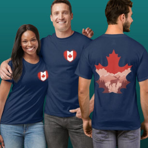 Kanada Wildlife Heart Dubbelsidig Grafisk T-Shirt