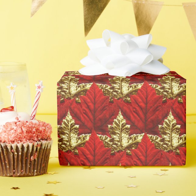 Kanada Wrapping Papper Canada Maple Löv Papper Presentpapper (Födelsedagsfest)