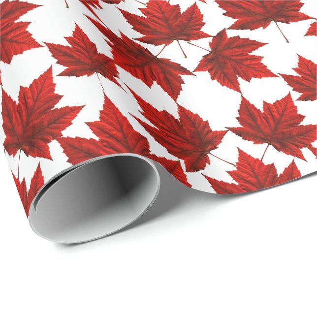 Kanada Wrapping Papper Canada Maple Löv Papper Presentpapper (Rullad Hörn)