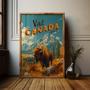 Kanada Yukon Bison Poster - Vintage resor Art