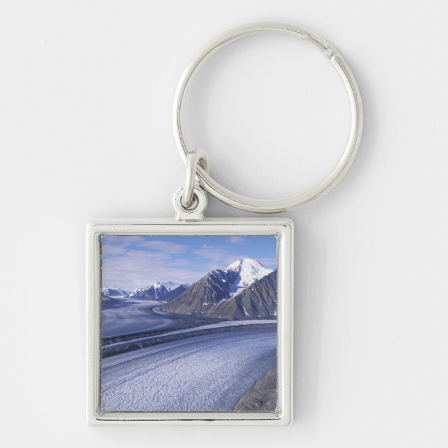 Kanada, Yukon Territory, Kluane nationalpark. Fyrkantig Silverfärgad Nyckelring (Framsidan)