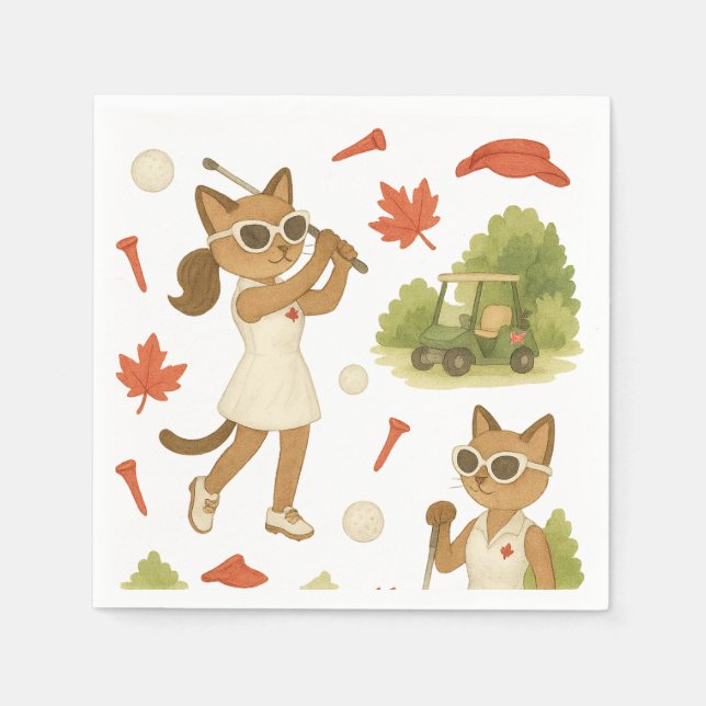 Kanadadag tema för golfer som kärlek katter pappersservett (Framsidan)