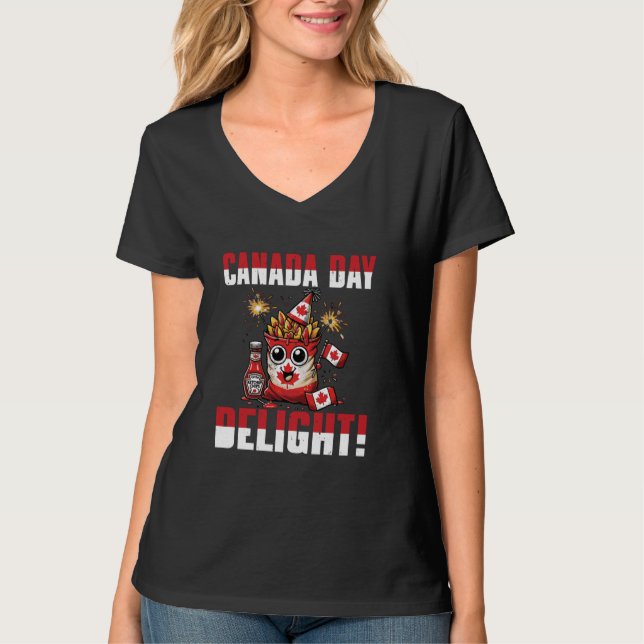 Kanadadagen Delight! - Funny Ketchup Cips Bag för  T Shirt (Framsida)