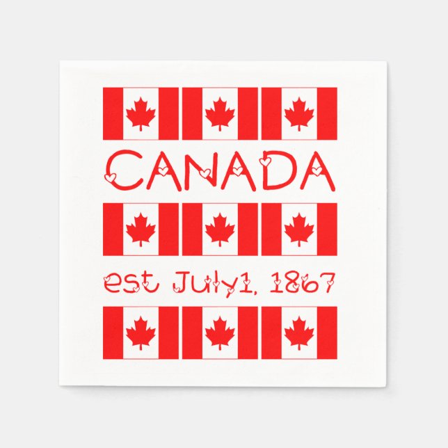 Kanadadagen den 1 juli, 1867 Maple Löv Canadian Fl Pappersservett (Framsidan)